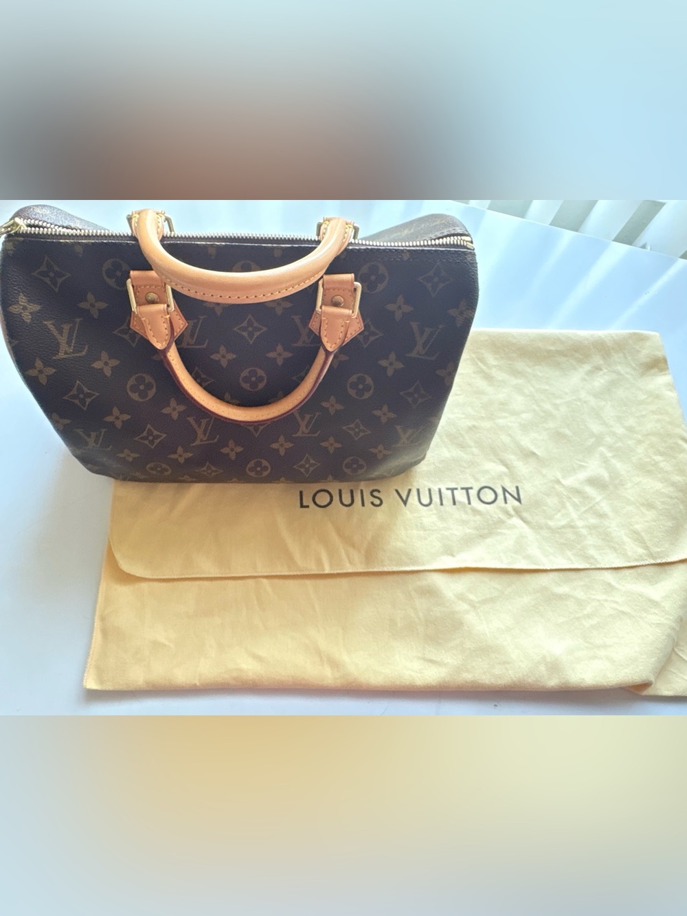 Louis Vuitton speedy 30 Monogram Satchel in Brown and Natural Vachetta